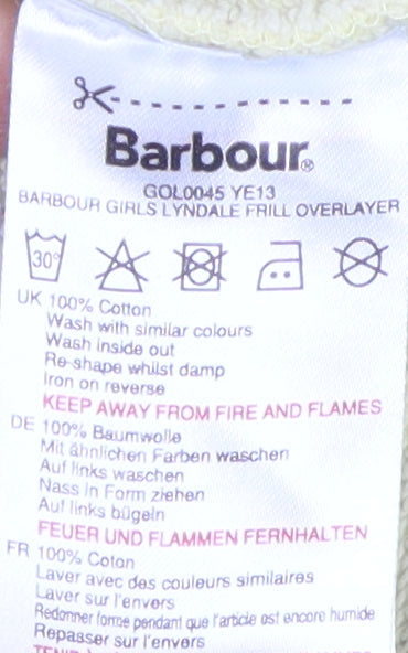 Barbour Girls Yellow Ruffle Sweatshirt 8-9 Years
