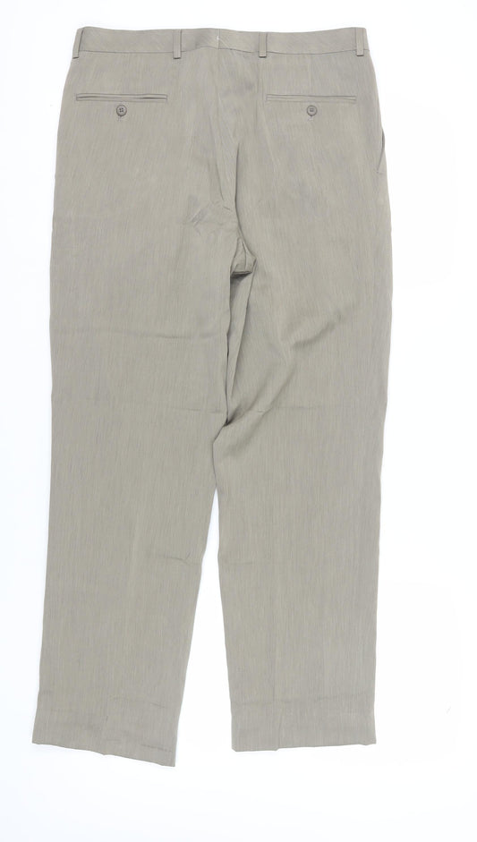 Mens UK Size 34 Stafford Regular Fit Dress Pants Grey Trousers