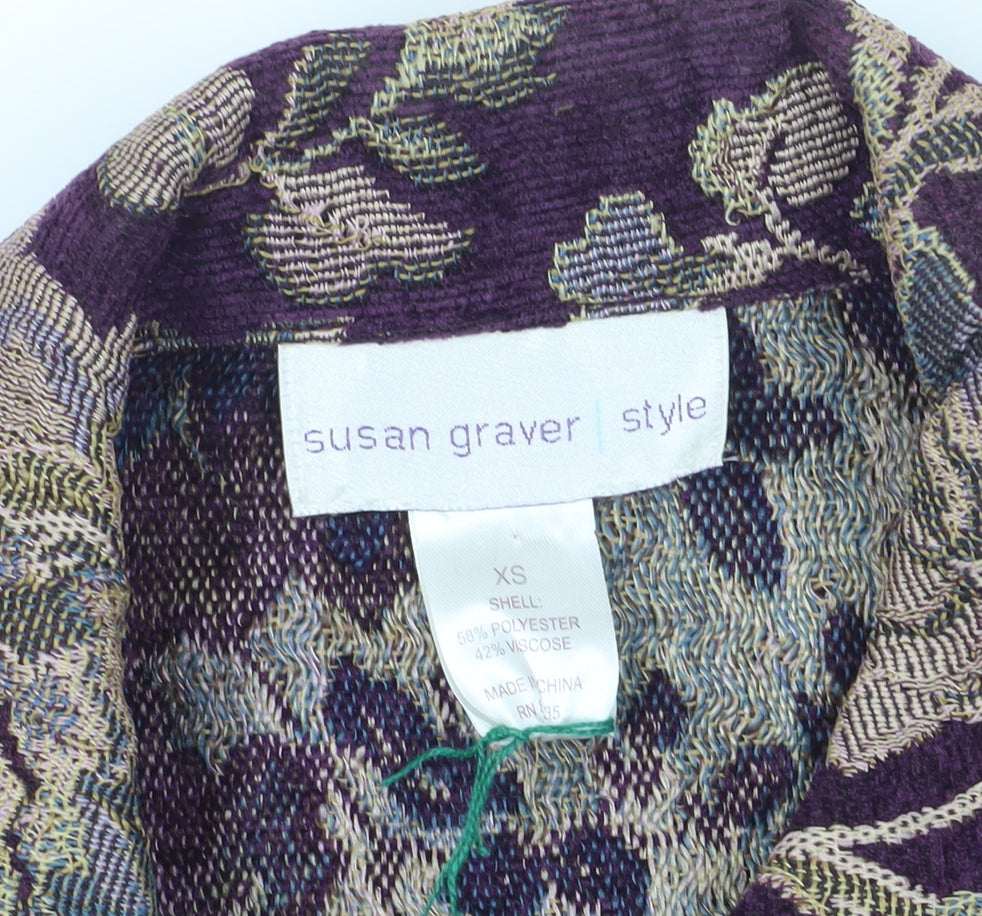 Susan Graver Women’s Purple Floral Blazer XS