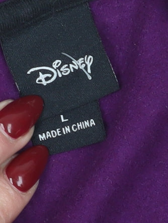 Womens UK Size L Disney Purple Henley Hoodie