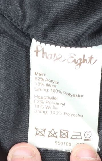 Phase Eight Women's Black Geometric Button Coat Size 16