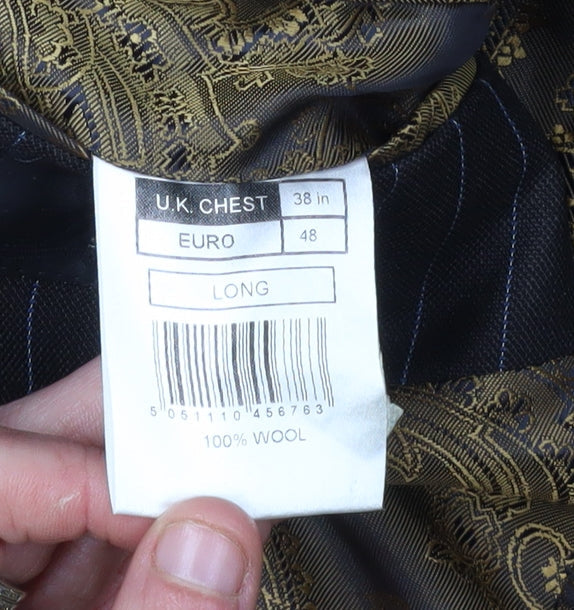 A39 Savile Row Men's Black Pinstripe Blazer Size 38L
