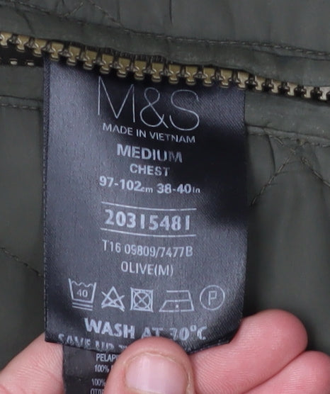 Mens UK Size M Marks and Spencer Green Quilted Coat