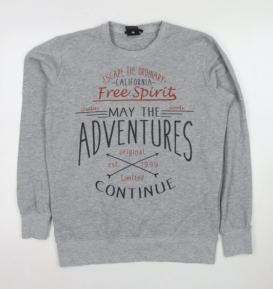 Additional front view of SMOG unisex grey graphic print sweatshirt