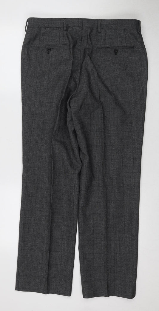 Marks and Spencer Men's Grey Check Trousers Size 34