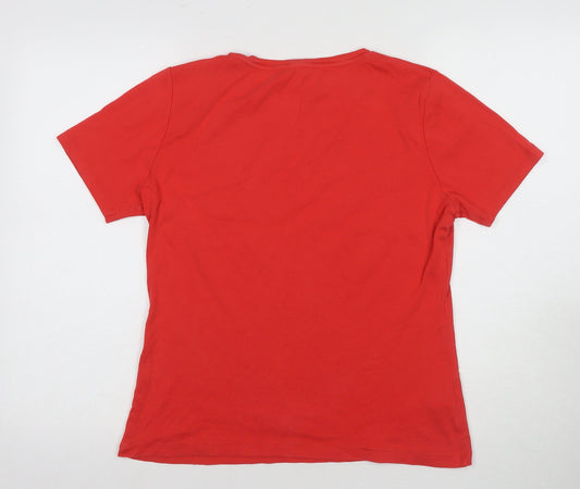 Laura Ashley Women's Red Crew Neck T-Shirt, Size 14