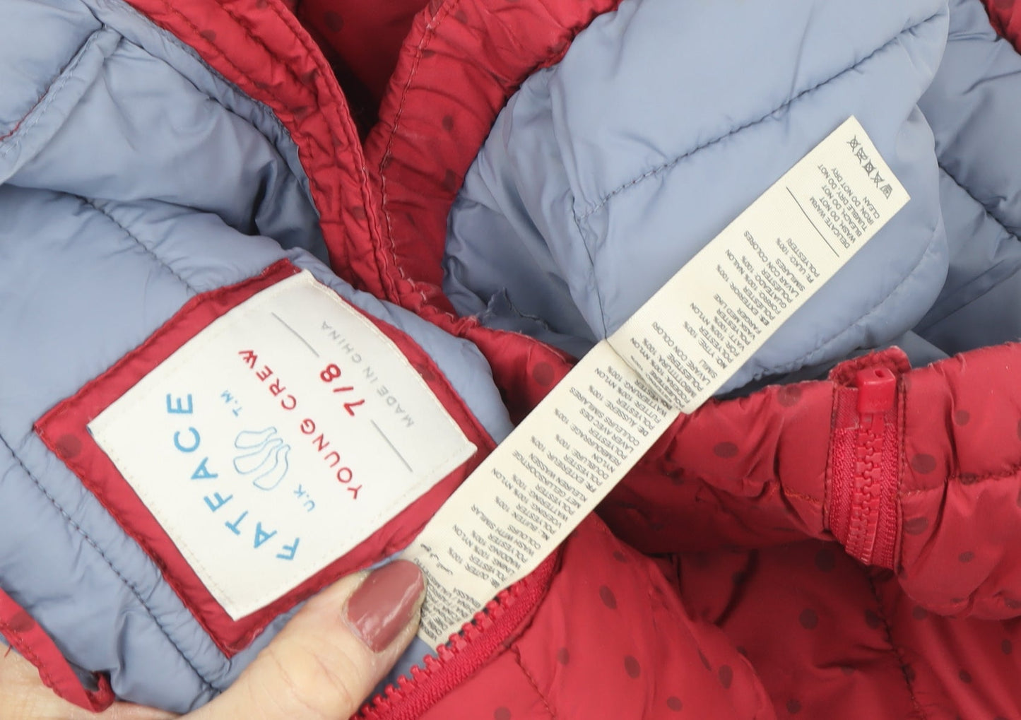 Fatface Girls Red Polka Dot Puffer Jacket 7-8 Years