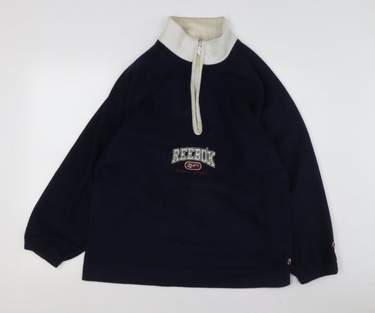 Additional front view of Reebok unisex navy xs henley sweatshirt