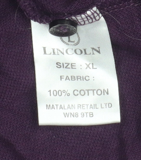Lincoln Men's Purple XL Polo Shirt in Cotton, Short Sleeve