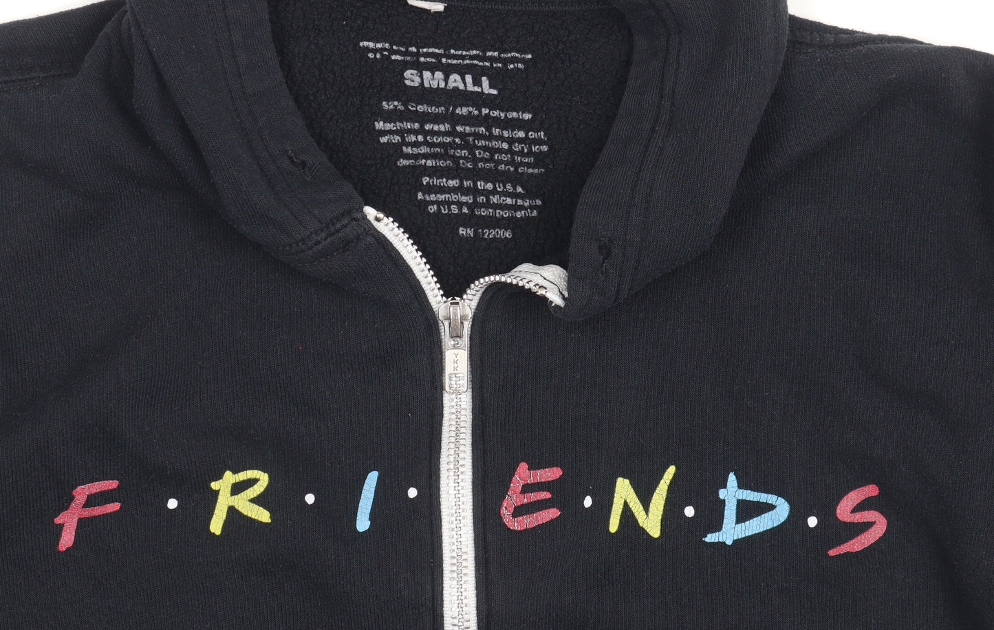 Gildan Friends Black Unisex Hoodie, Size S, Full Zip