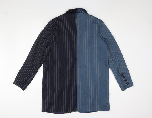 Missguided Women's Blue/Black Pinstripe Suit Jacket UK 4