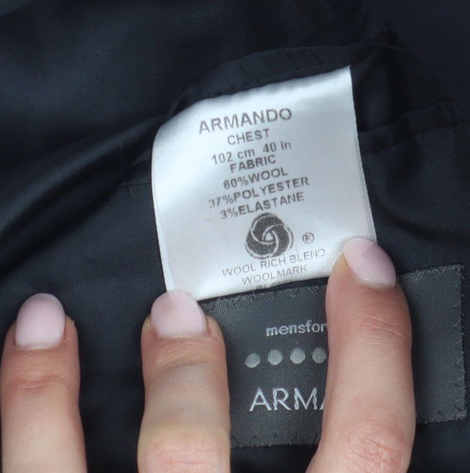 Armando Men's Black Blazer, Size 40R, Wool Blend