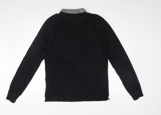 Brookhaven Men's Black Long Sleeve Polo, Size M