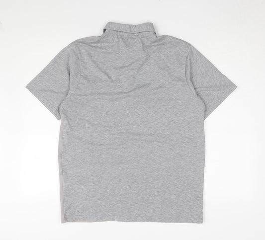 Farah Men's Grey Short Sleeve Polo L Vintage