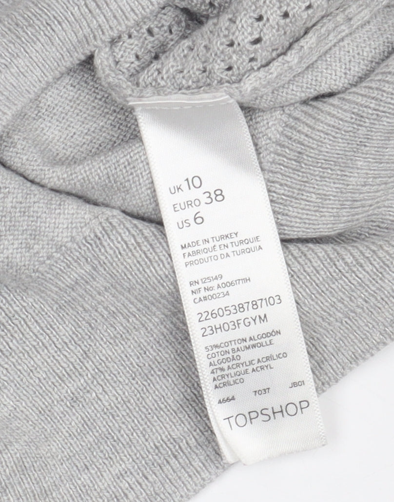 Womens UK Size 10 Topshop Grey Pullover Jumper