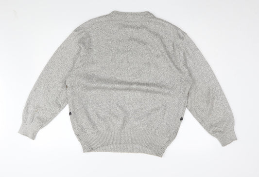 Canda Men's Grey Chunky-Knit Pullover Jumper, Size 12