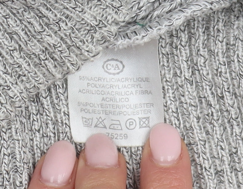 Canda Men's Grey Chunky-Knit Pullover Jumper, Size 12