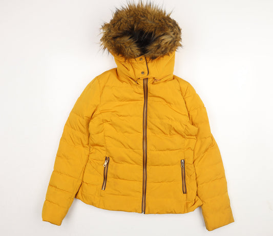 Womens UK Size UK 0 Zara Yellow Puffer Jacket