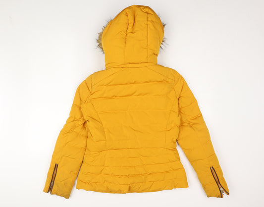 Womens UK Size UK 0 Zara Yellow Puffer Jacket