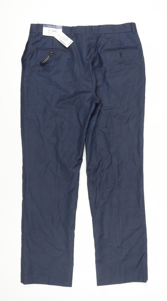 Tommy Hilfiger Men's Blue Wool Dress Pants 36x32