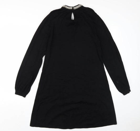 Warehouse Women's Black Beaded Shift Dress, Size 14