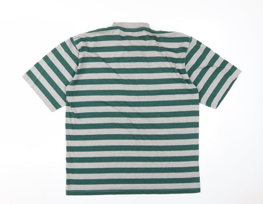 Paulo de Cruise Men's Green Striped Polo L Short Sleeve