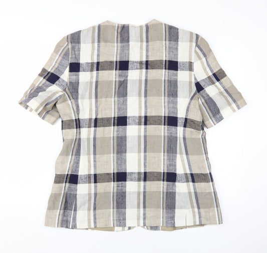 C&A Women's Multicoloured Blazer Size 16 Plaid Casual