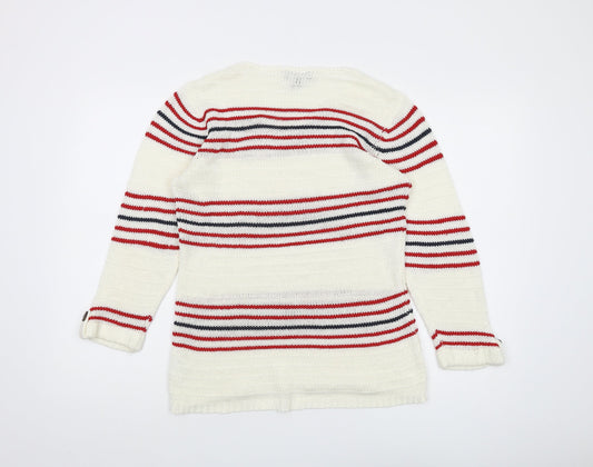 Womens UK Size 2 Marble White Pullover Jumper