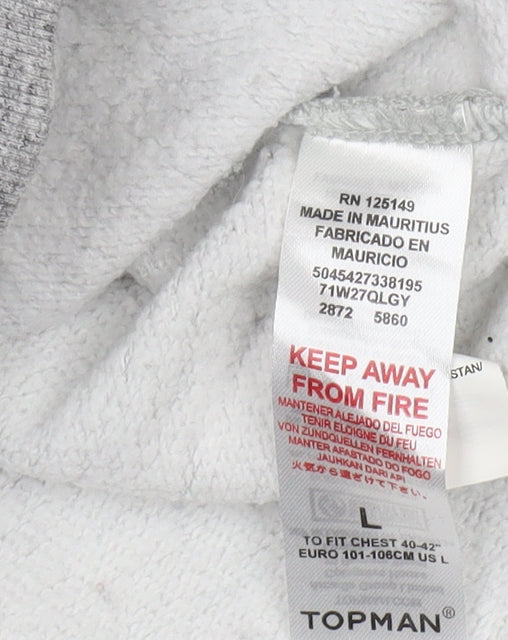 Topman Men's Grey L Pullover Sweatshirt Logo Accent