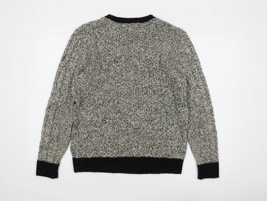 River Island Men's Black Pullover Jumper S Cable-Knit