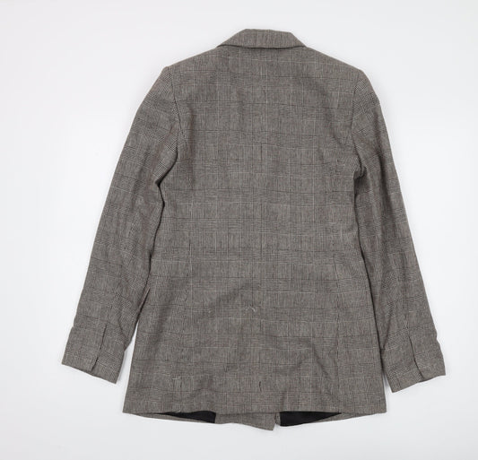 Zara Woman Grey Plaid Blazer, Size 4, Double-Breasted
