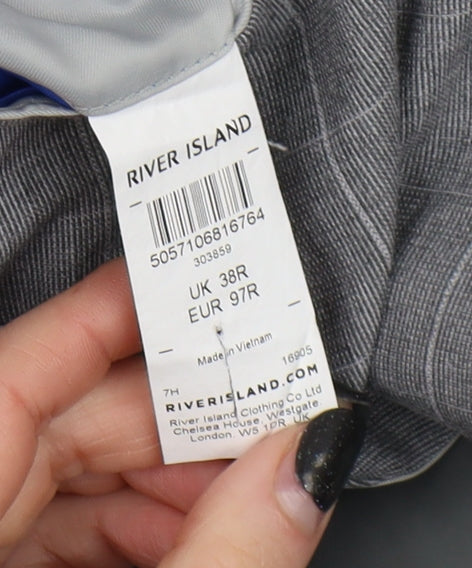 Mens UK Size 38 River Island Regular Grey Suit Jacket