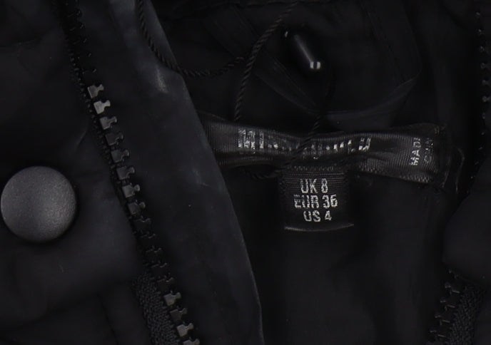 Missguided Women's Black Hooded Puffer Jacket Size 8