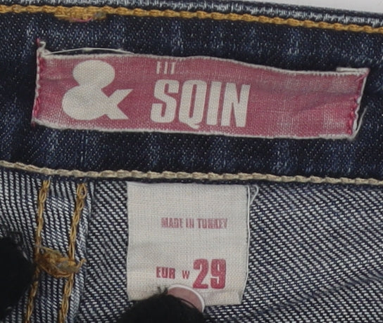 Womens UK Size 1 SQIN Slim Fit Slim Blue Jeans