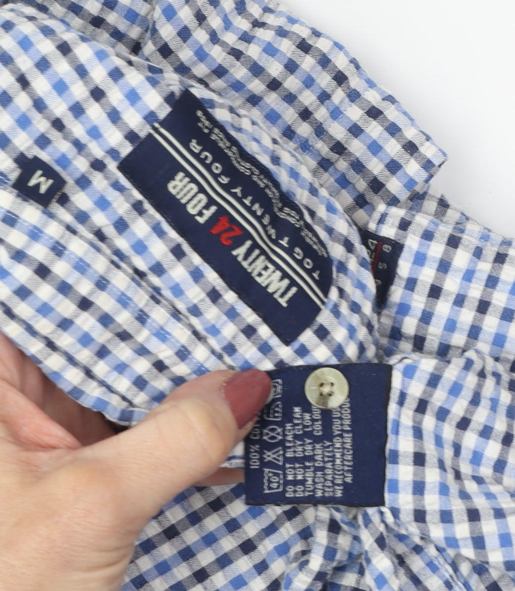 Twenty Four 7 Men's Blue Check Short Sleeve Shirt M