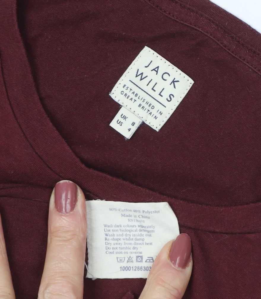 Jack Wills Womens Red T-Shirt Size 8 Basic Casual