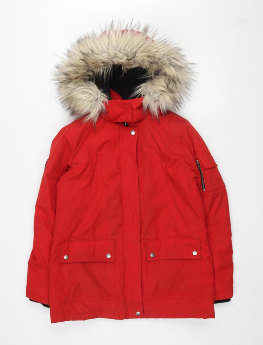 Womens UK Size 8 New Look Red Parka Coat
