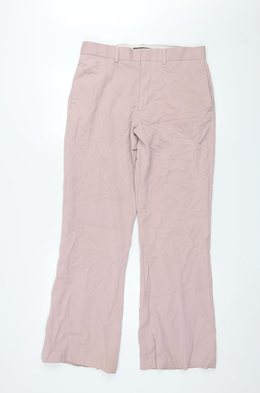Womens UK Size M ASOS DESIGN Regular Fit Flared Pink Trousers