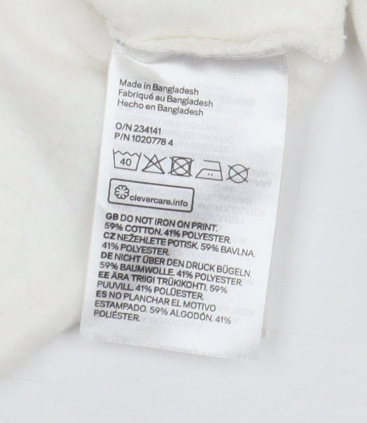 H&M Women's White Pullover Sweatshirt, Size 12