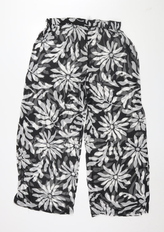 Womens UK Size L Topshop Relaxed Fit Wide-Leg Black Trousers