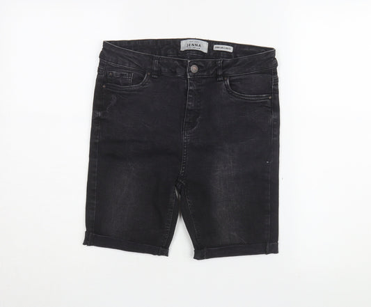 Additional front view of Jenna Black Bermuda Denim Shorts UK 12 unisex adults
