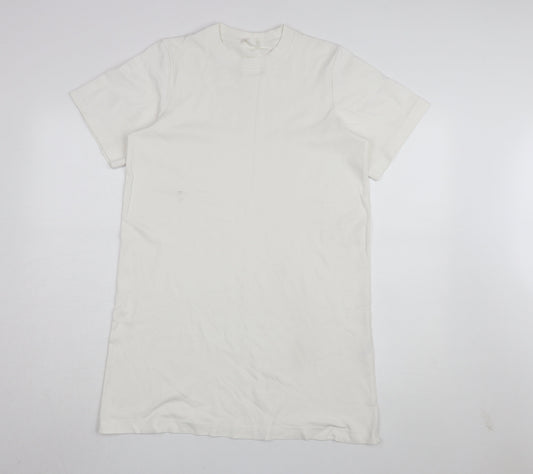 Additional front view of COS Women's White T-Shirt Dress, size 8, Short Sleeve