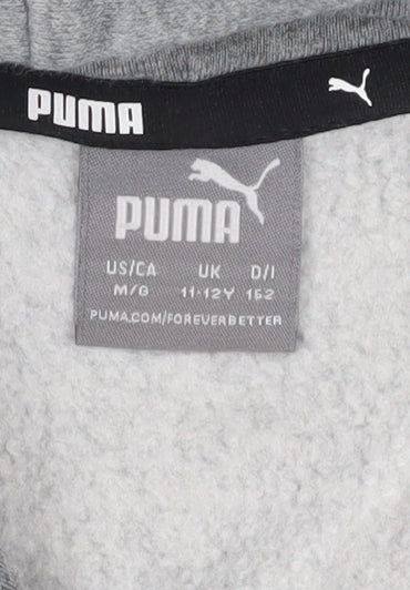 Puma Girls Grey Hoodie 11-12 Years Pullover Graphic Print