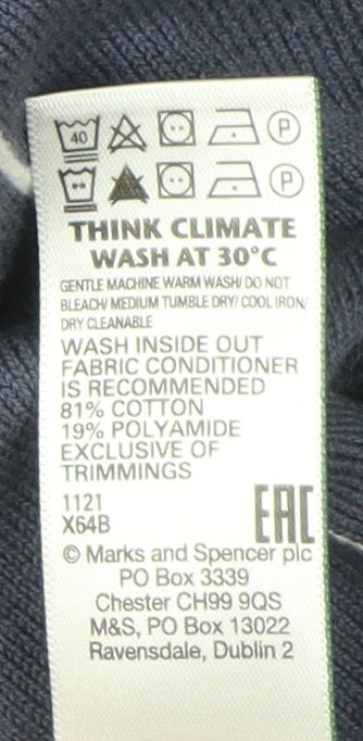 Marks and Spencer Men's Blue Striped Polo S