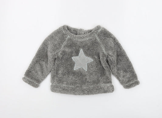 Next Grey Unisex Baby Jumper 9-12 Months Fleece Pullover
