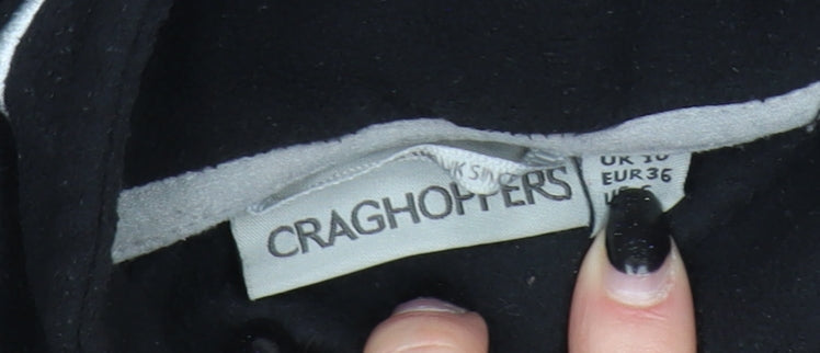 Brand and care label for Craghoppers unisex black pullover sweatshirt, size 10