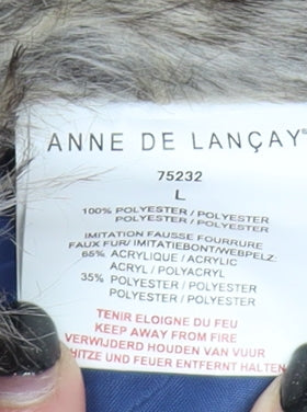 Anne de Lanҫay Women's Blue Puffer Jacket L Hooded