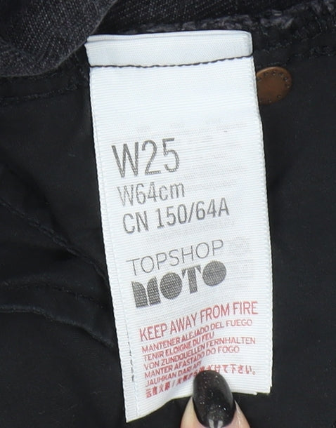 Topshop Women’s Black Cut-Off Denim Shorts Size 25