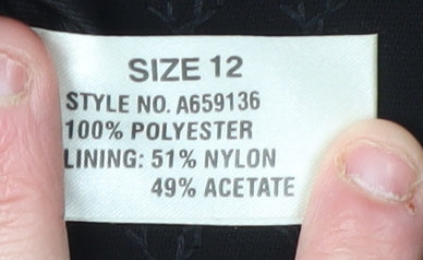 Brand and care label for Linea Women's Black Pencil Skirt, size 12