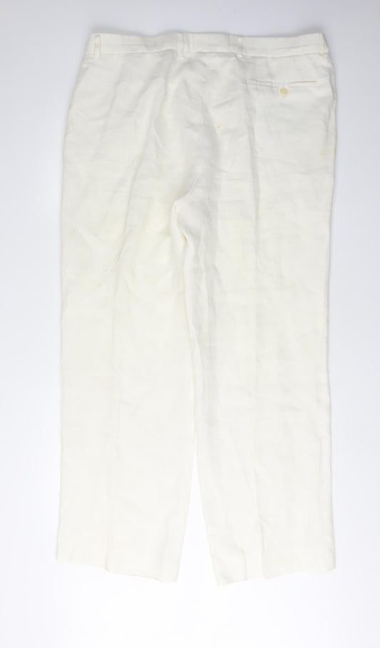 Womens UK Size 40L Linea Classic Fit Ivory Trousers